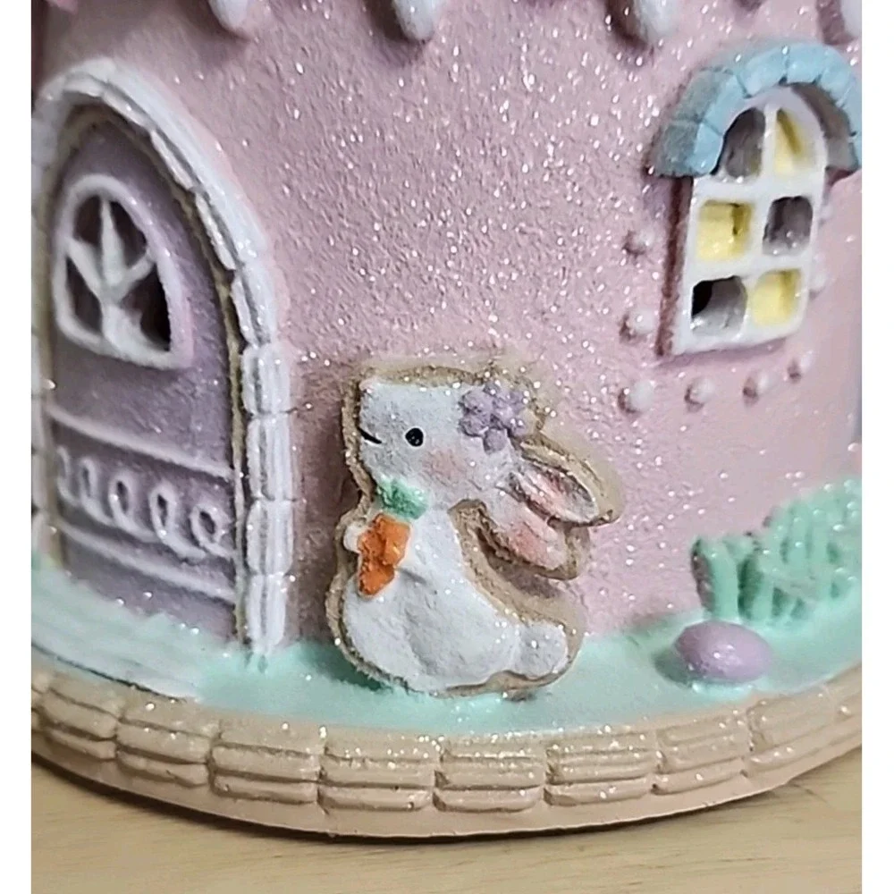 Easter Cake Cupcake Gingerbread House Bunny Pastel LIGHT UP Tabletop Decor 10.5